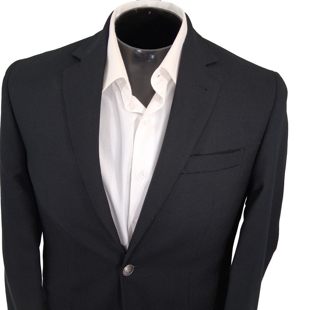 Joseph Abboud Blazer 38S Slim Black Heritage Reda Super 110 Wool Double Vent